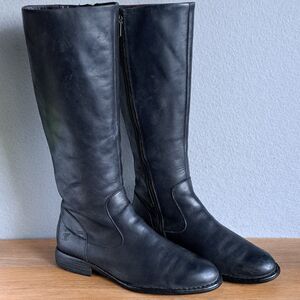 Born Women’s 8 Black Leather Tall Riding Equestrian Boots Low Heel Classic